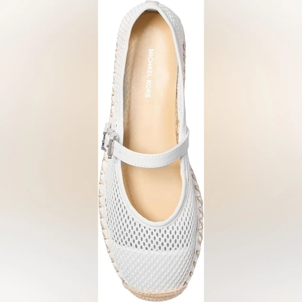 MICHAEL Michael Kors Women's Lynn White Mesh Ballet Espadrille Size 10